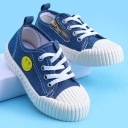 Pine Kids Lace Ups Casual Shoes With Smile Print - Blue-image-91