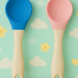 KIDS BASIC Silicone Spoon With Plastic Handle, BPA Free Spoon For Baby, Infants - Blue & Pink (Pack of 2)-15