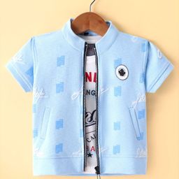 Dapper Dudes Half Sleeves Typography Puff Printed Jacket With Tee - Sky Blue-image-79