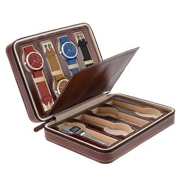 COZY VIBES Portable Zippered Watch Travel Case Holder 8 Compartments Watches Interior Storage Organizer Watch Collection Travel Bag- PACK OF 1- COLOR MAY VARY-picture-11