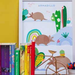 Zookeeper  A for Armadillo Wall Art - Print Only Multicolour image 2