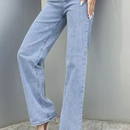 Aadvi Fashion Women Smart Wide Leg High-Rise Slash Knee Stretchable Jeans-picture-45
