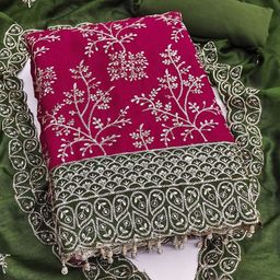 KALINI Embroidered Art Silk Unstitched Dress Material-image-89