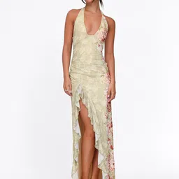 MIAKEE Floral Printed Halter Neck Maxi Dress-image-5