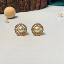 Anouk Gold-Plated Artificial Stones & Pearls Studded Circular Shaped Studs-picture-23