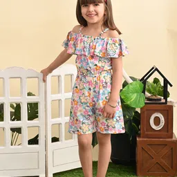 Superminis Girls Off-Shoulder Printed Jumpsuit-image-44