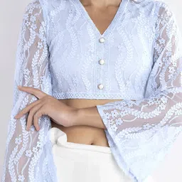 Stylecast X Hersheinbox Flared Sleeves Lace Crop Top image 2