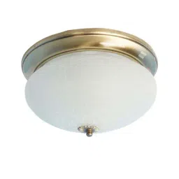 Fos Lighting Zenith Crackle Glass Flush Mount Brass Ceiling Light - Set of 1-6