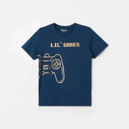 Fame Forever by Lifestyle Boys Teal Cotton Graphic T Shirt-picture-40