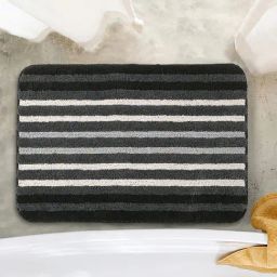 Saral Home Black Microfiber Stripes Bathmat-14