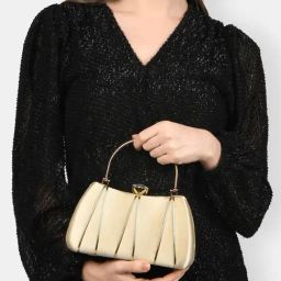 Lavie Star Mettalic Gold Textured Small Clutch-9