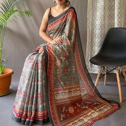 Suha Floral Pure Cotton Saree-image-96