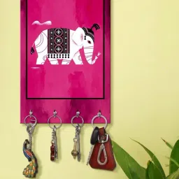 999Store Pink & White MDF  Key Holder - Set of 1-12