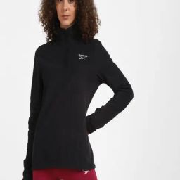 Reebok Black Slim Fit OW FLC Q ZIP Jacket-image-141