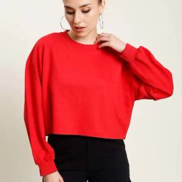 Bene Kleed Red Cotton Regular Fit Oversized Sweatshirt-image-70