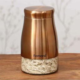 Femora Clear Glass & Steel Metallic Storage Jar (1300 ml) - Set of 6-42