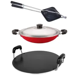Nirlon Red Aluminium Stain Resistance Kitchen Cooking Combo Essential - Set of 3-11