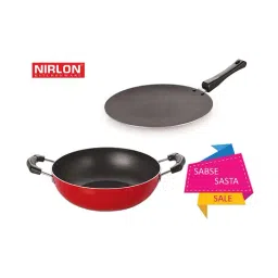 Nirlon Red Aluminium Non-Stick Kadhai & Woks Set of 2-picture-40