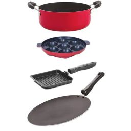 Nirlon Red Aluminium Non-Stick Cookware - Set of 4-image-43