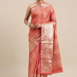 Banarasi Silk Works Red Silk Woven Saree With Unstitched Blouse-picture-14
