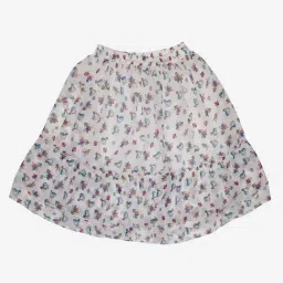 Kiddopanti Kids White Floral Print Skirt-image-35