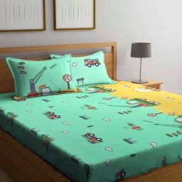 Klotthe Character based Multicolor 210 TC Cotton King Bedsheet with 2 Pillow Covers-image-62