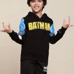 Kidsville Batman Printed Black Hoodie For Boys-image-59