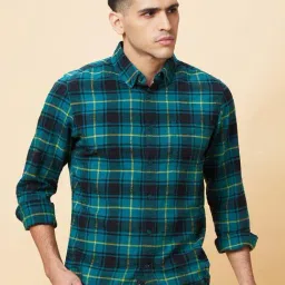 Being Human Dark Green Slim Fit Checks Shirt-picture-13