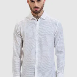 Snitch Men Smart Slim Fit Spread Collar Geometric Printed Casual Shirt-image-47
