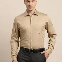 Turtle Khaki Cotton Slim Fit Shirt-image-3