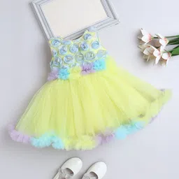 The Magic Wand Kids Girls Floral Embellished Round Neck Fit & Flare Dress-image-23