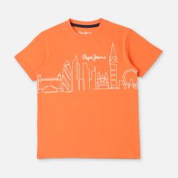 Pepe Jeans Kids Orange Graphic Print T-Shirt-image-69