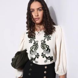 Vero Moda Beige & Black Embroidered Top-picture-10