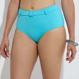 Wunderlove Swimwear by Westside Blue Solid High-Waist Full Brief-image-79