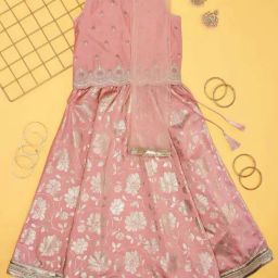 Akkriti by Pantaloons Girls Silver Pink Embroidery Lehenga Cholis-image-71