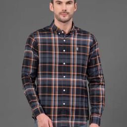 Red Tape Charcoal Regular Fit Check Shirt-picture-2