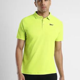 Reebok Lime Green Regular Fit Sports Polo T-Shirt-image-40