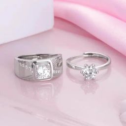 Zavya 925 Silver Eternal Unity Rhodium-Plated Adjustable Ring for Unisex-image-70