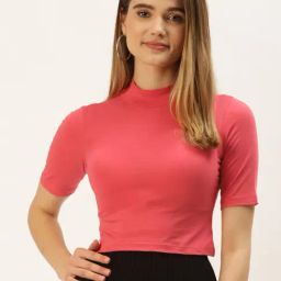 FEMEA Coral Cotton Slim Fit Crop Top-image-91