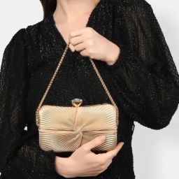Lavie Ruby Knot Rose Gold Textured Small Clutch-35