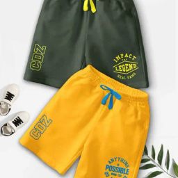 Codez Boys Green & Yellow Printed Shorts-picture-33