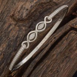 Kushal's Fashion Jewellery Rhodium White Kada for Women-picture-34