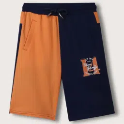 Blue Giraffe Kids Navy & Yellow Cotton Color Block Shorts-picture-27
