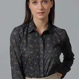 Hancock Black Cotton Floral Print Shirt-image-42