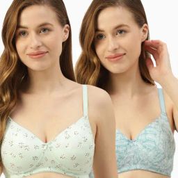 Leading Lady Blue & Sea Green Printed Full Coverage T-Shirt Bra - Pack of 2-picture-10