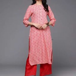 Indo Era Pink Printed Straight Kurta-image-57