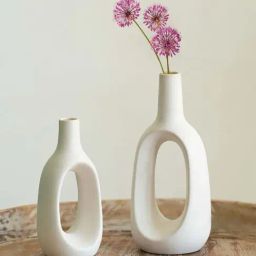 ExclusiveLane White Ceramic Aeolus Decorative Vases - Set of 2-16