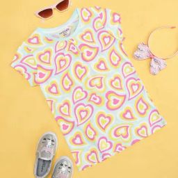 Pantaloons Junior Blue & Pink Cotton Printed T-Shirt-picture-44