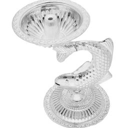 Sri Jagdamba Pearls Fish 0.8 Silver Diya Stand-image-24