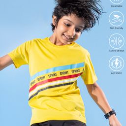 Pine Active Half Sleeves Tee Text Print - Yellow-image-52
